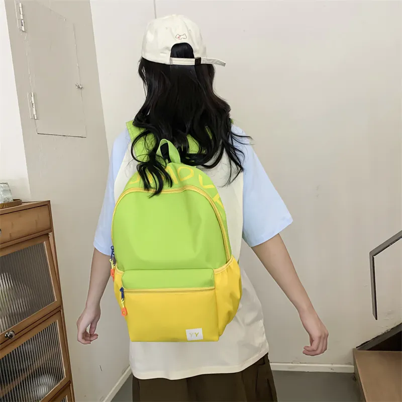 URBAN FOREST Nylon Backpack Unisex Pink & Purple/Pink & Green/Green & Yellow/Blue & Yellow-10