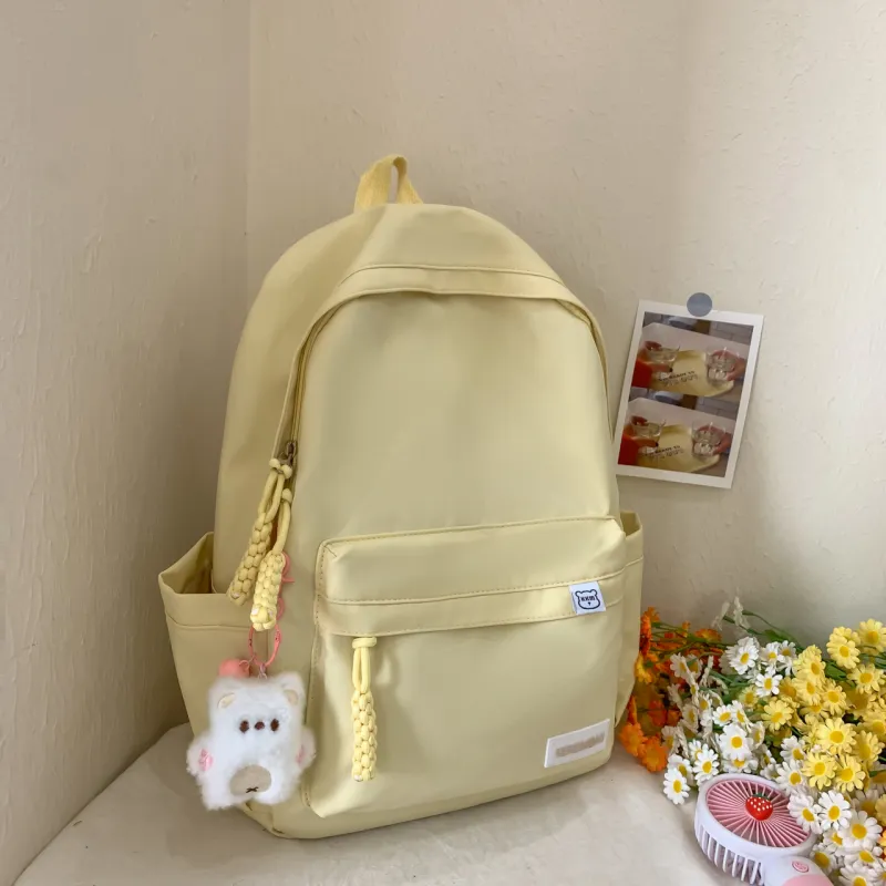 URBAN FOREST Nylon Backpack Unisex Pink/Yellow/Blue/Red/Black/White-6