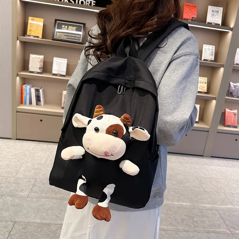 URBAN FOREST Nylon Backpack Unisex Blue/Pink/Black/White/Cow Color-16