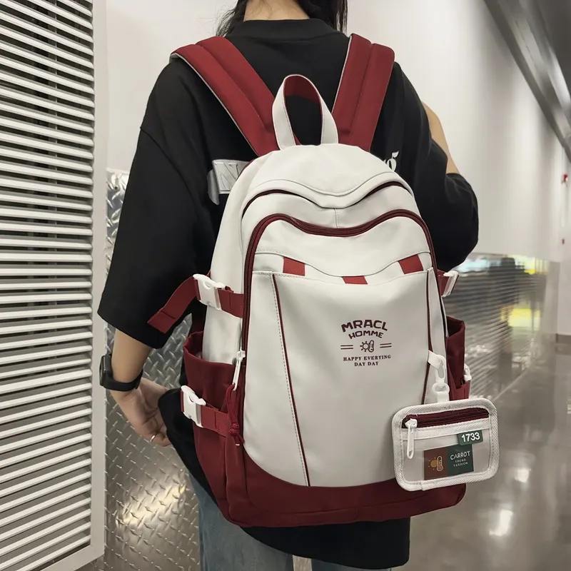 URBAN FOREST Nylon Backpack Unisex Black Red/Purple/Green Blue/Coffee-9