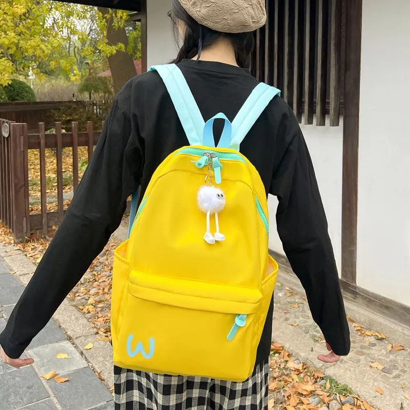 URBAN FOREST Composite Cloth Backpack Unisex Black/Pink/Bright Yellow/Lake Blue-14