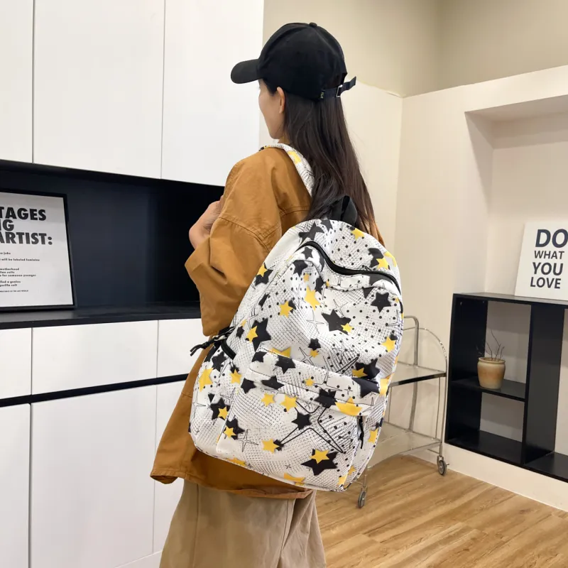 URBAN FOREST Nylon Backpack Unisex Black/Pink/Yellow/Green/Blue-16