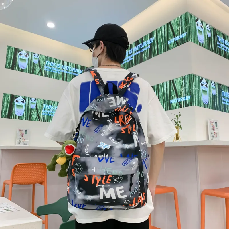 URBAN FOREST Nylon Backpack Unisex Blue/Green/Gray/White-14