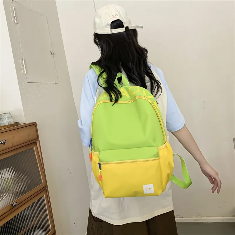 URBAN FOREST Nylon Backpack Unisex Pink & Purple/Pink & Green/Green & Yellow/Blue & Yellow-12