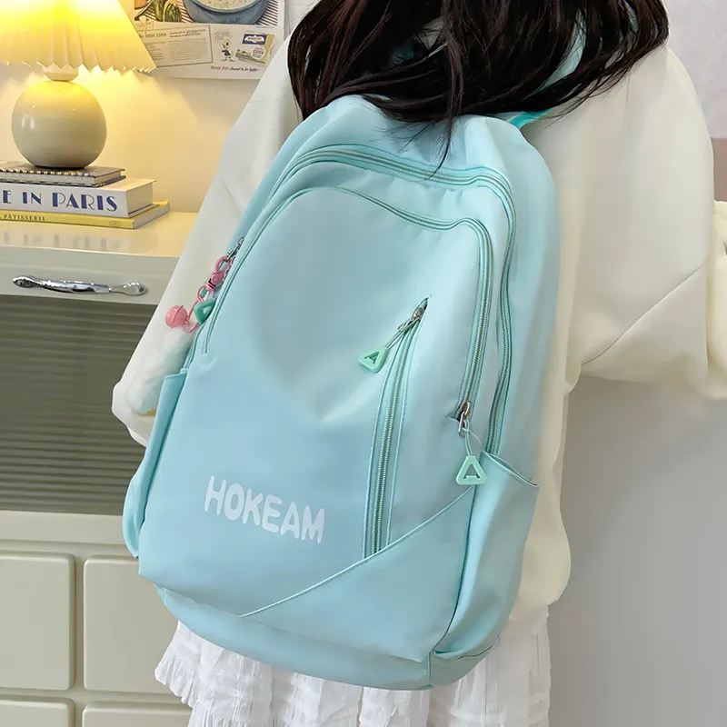 URBAN FOREST Nylon Backpack Unisex Light Green/Pink/Yellow/Black/White-1