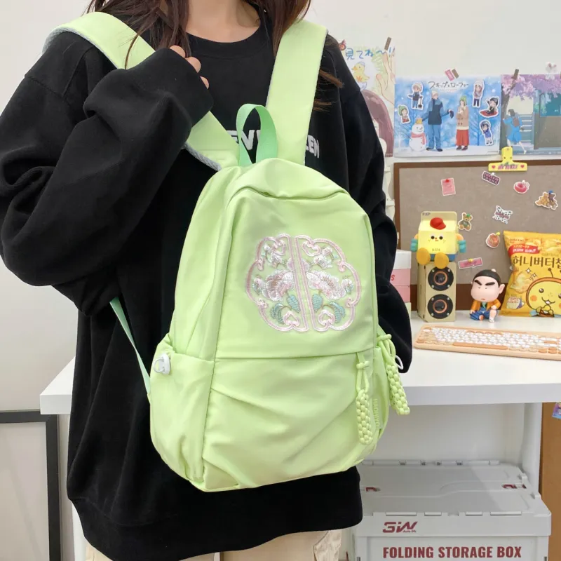 URBAN FOREST Nylon Backpack Unisex Green/Blue/Orange Red/Black/White-3