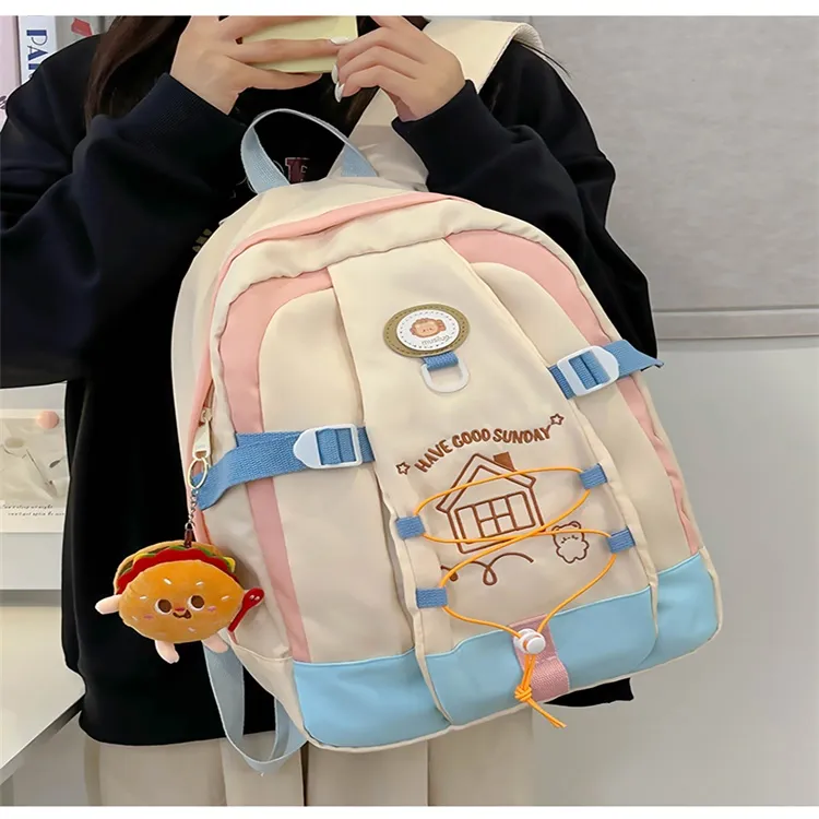 URBAN FOREST Nylon Backpack Regular Unisex White & Pink Blue/White & Yellow Blue/White & Yellow Green Black-3