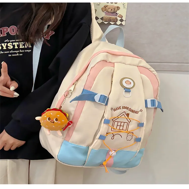 URBAN FOREST Nylon Backpack Regular Unisex White & Pink Blue/White & Yellow Blue/White & Yellow Green Black-4