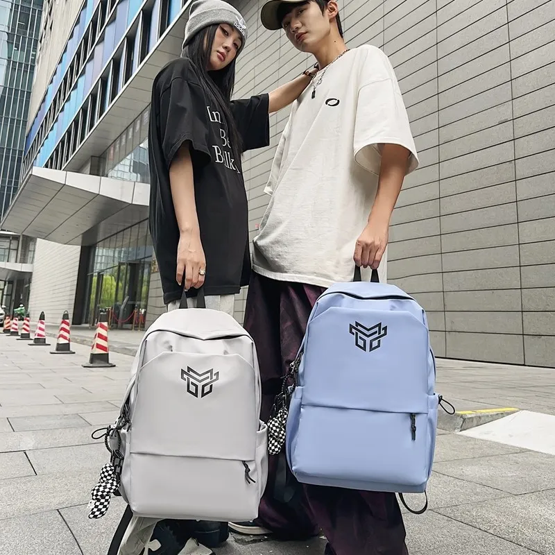 URBAN FOREST Nylon Backpack Unisex Black With White Logo/Black Logo/White/Gray/Blue-13