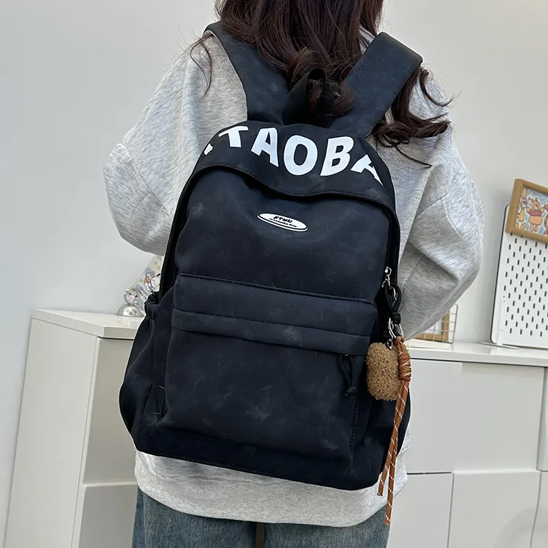 URBAN FOREST Nylon Backpack Unisex White/Black/Burgundy/Green-9