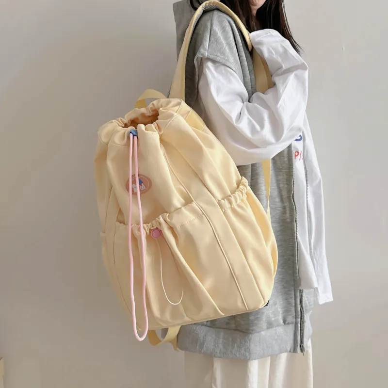URBAN FOREST Nylon Backpack Unisex Ecru/Black/Yellow/Light Green/Pink-8