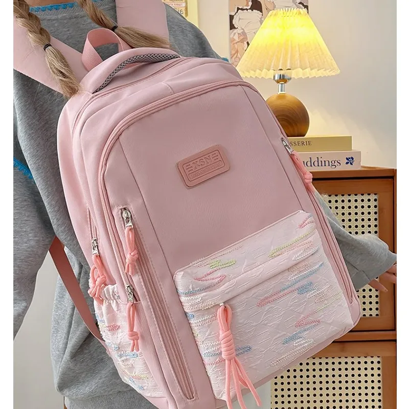 URBAN FOREST Nylon Backpack Regular Unisex White/Black/Pink/Burgundy/Blue-5