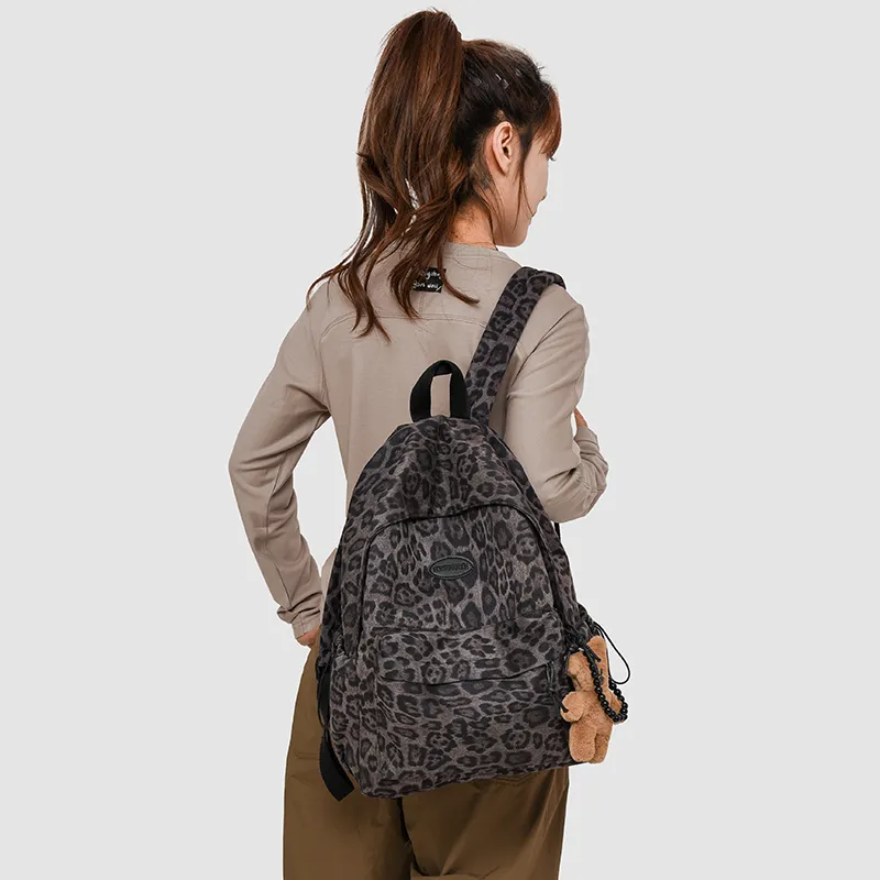 URBAN FOREST Oxford Backpack Unisex Purple/Orange/Dark Brown-3