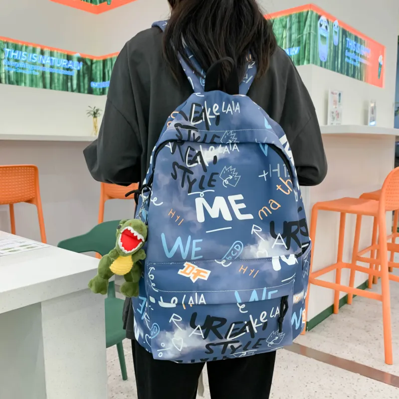 URBAN FOREST Nylon Backpack Unisex Blue/Green/Gray/White-3