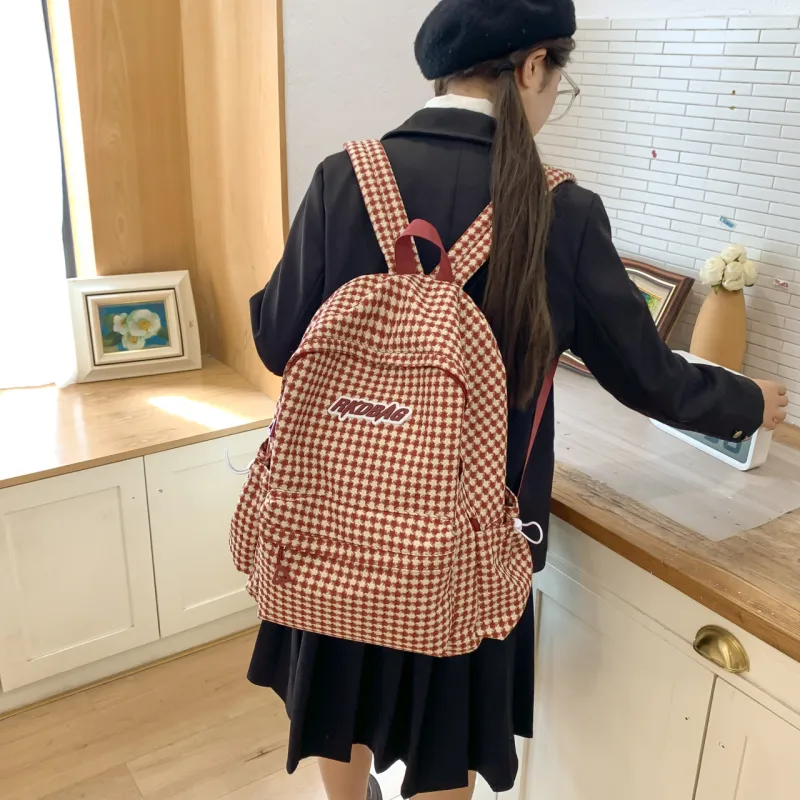 URBAN FOREST Nylon Backpack Unisex Red/Blue/Ecru/Black-5