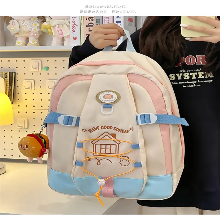 URBAN FOREST Nylon Backpack Regular Unisex White & Pink Blue/White & Yellow Blue/White & Yellow Green Black-2