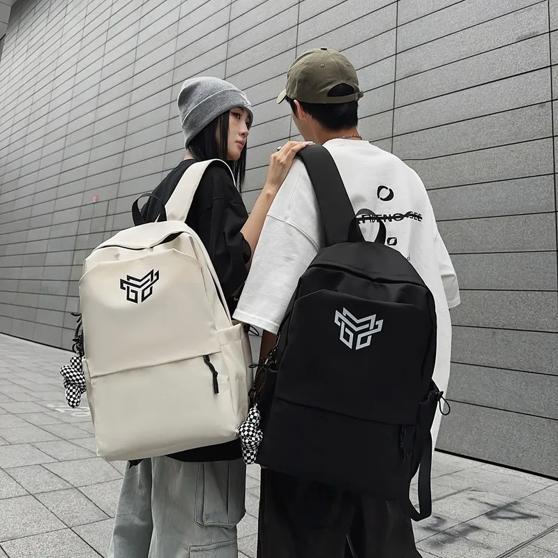 URBAN FOREST Nylon Backpack Unisex Black With White Logo/Black Logo/White/Gray/Blue-8