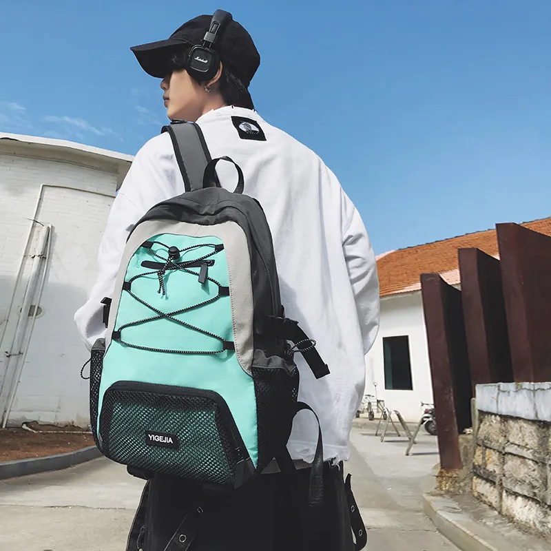 URBAN FOREST Nylon Backpack Unisex Light Green/Violet/Black/Ecru-4