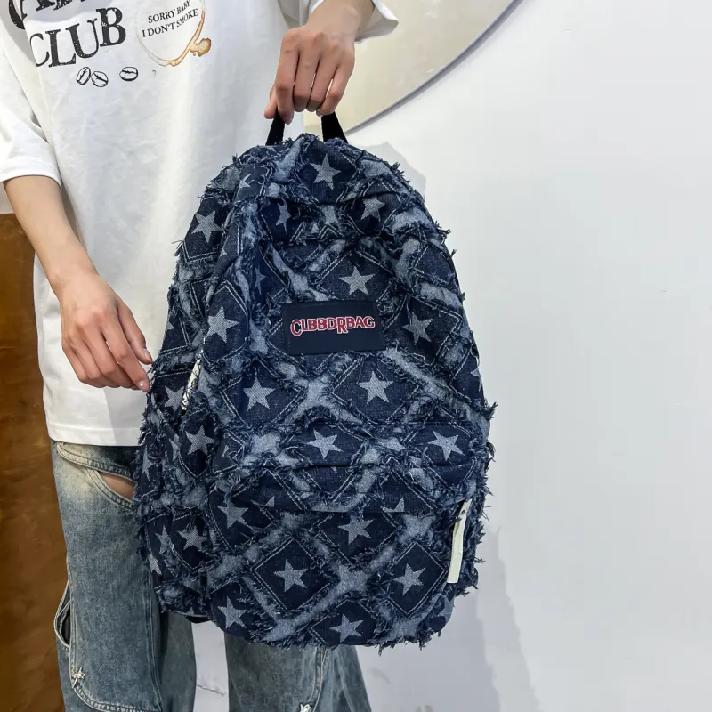 URBAN FOREST Denim Backpack Unisex Blue/Dark Blue/Light Blue-7