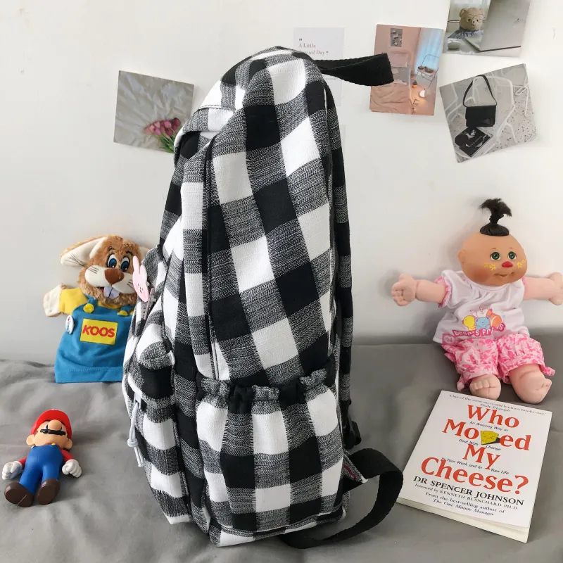 URBAN FOREST Cotton Linen Blend Backpack Unisex Black/Gray/Purple/Blue/Green-6