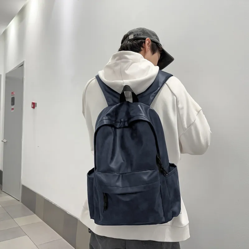 URBAN FOREST PU Backpack Unisex Gray/Blue/Coffee-10