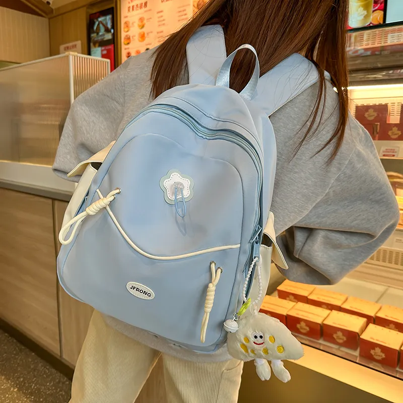 URBAN FOREST Nylon Backpack Unisex White/Black/Light Yellow/Sky Blue/Pink-18