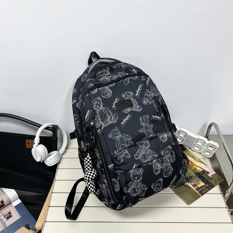 URBAN FOREST Composite Cloth Backpack Unisex White/Gray/Black/Green-10