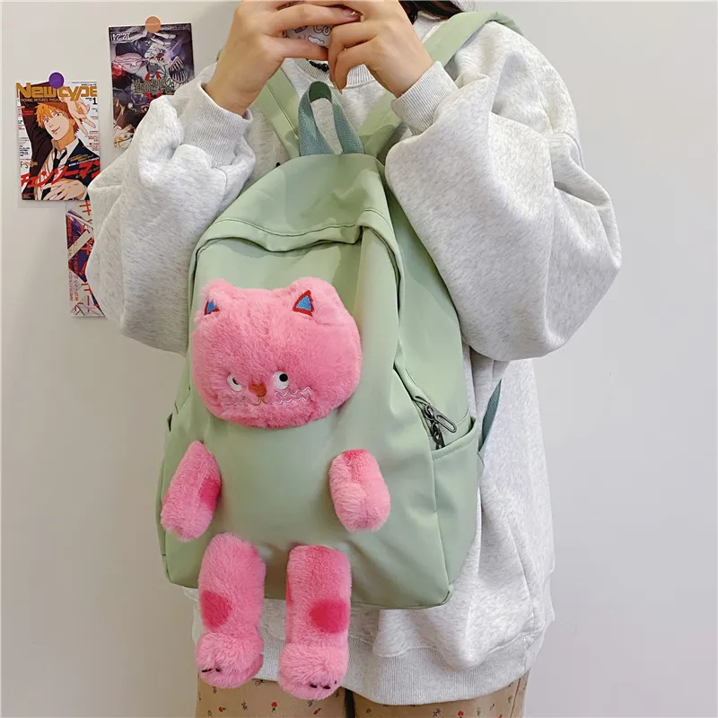 URBAN FOREST Nylon Backpack Women's White/Black/Khaki/Green/Blue/Pink-13