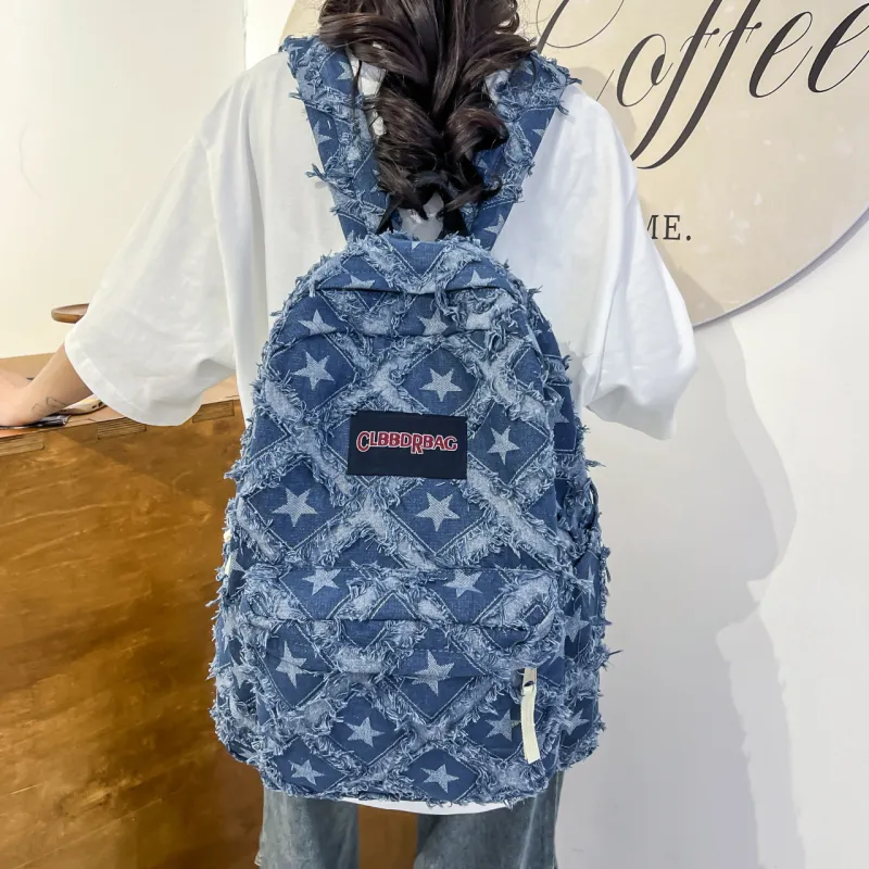 URBAN FOREST Denim Backpack Unisex Blue/Dark Blue/Light Blue-2
