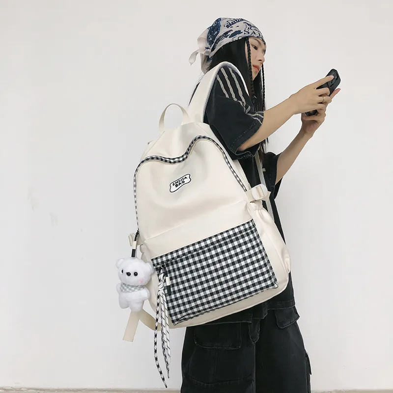 URBAN FOREST Nylon Backpack Unisex White/Black-4
