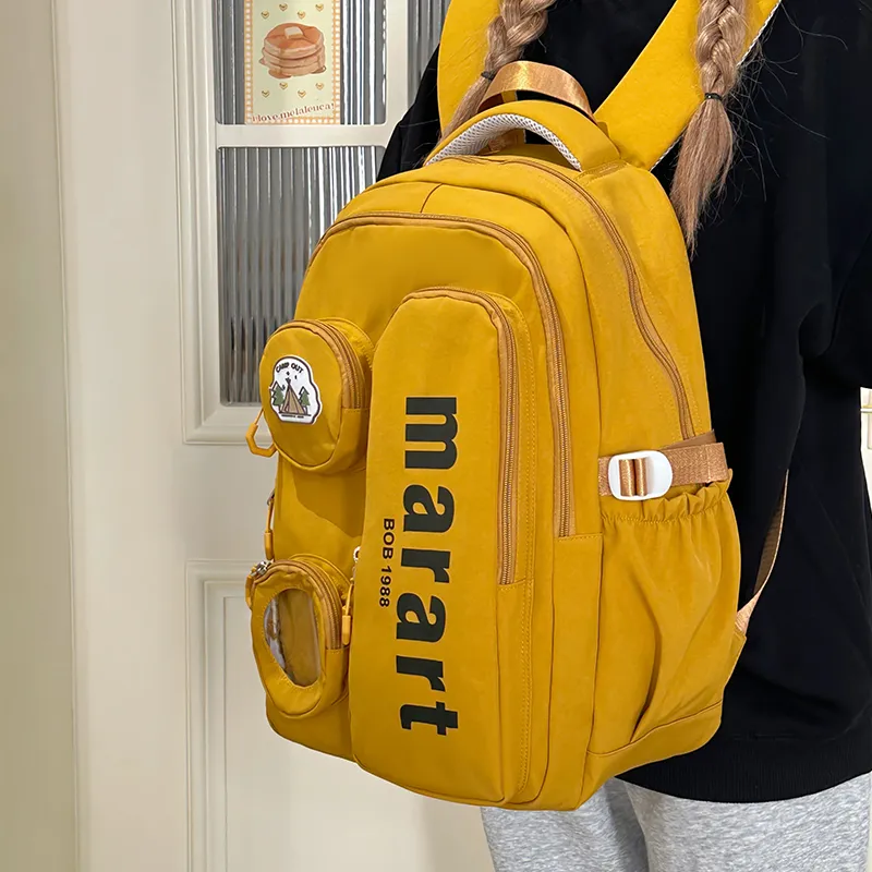 URBAN FOREST Nylon Backpack Regular Unisex Ecru/Light Gray/Black/Yellow/Pink-11