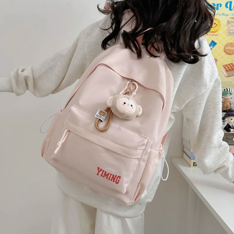 URBAN FOREST Nylon Backpack Unisex Pink/Light Blue/Burgundy/Black/White-1