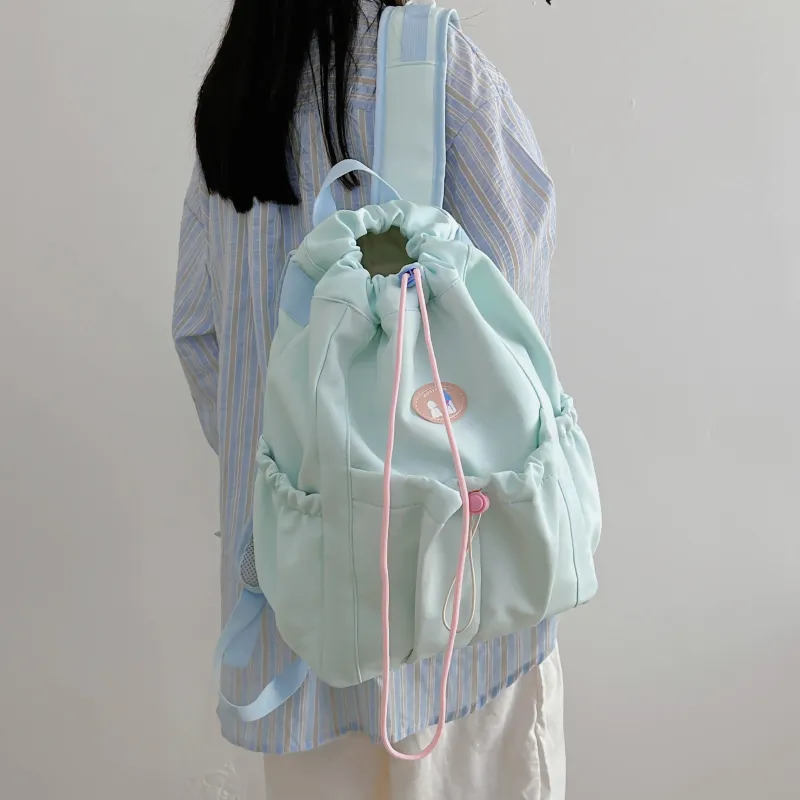 URBAN FOREST Nylon Backpack Unisex Ecru/Black/Yellow/Light Green/Pink-17