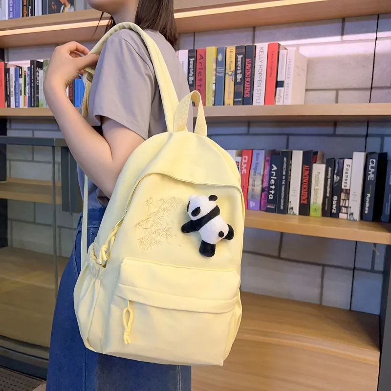 URBAN FOREST Nylon Backpack Unisex Ecru/Black/Pink/Light Yellow/Light Green/Light Blue-14