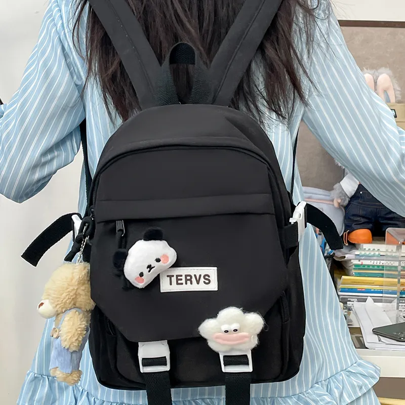 URBAN FOREST Nylon Backpack Unisex White/Black/Yellow/Green/Blue/Pink-9
