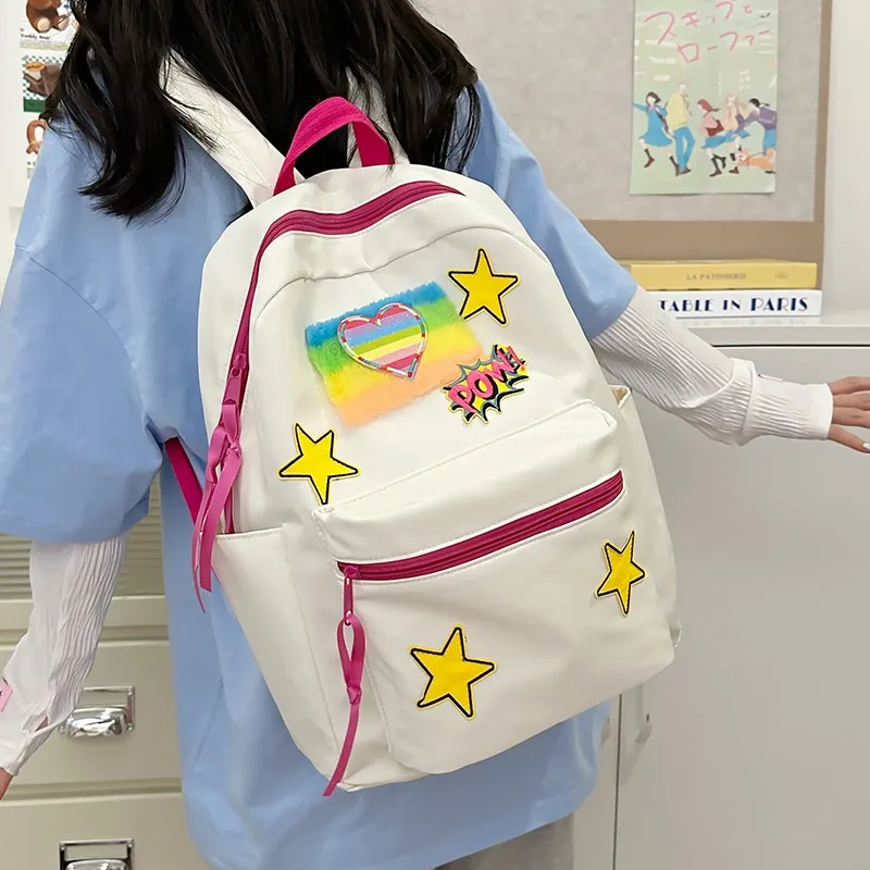 URBAN FOREST Nylon Backpack Unisex White/Black/Yellow/Blue/Pink-1