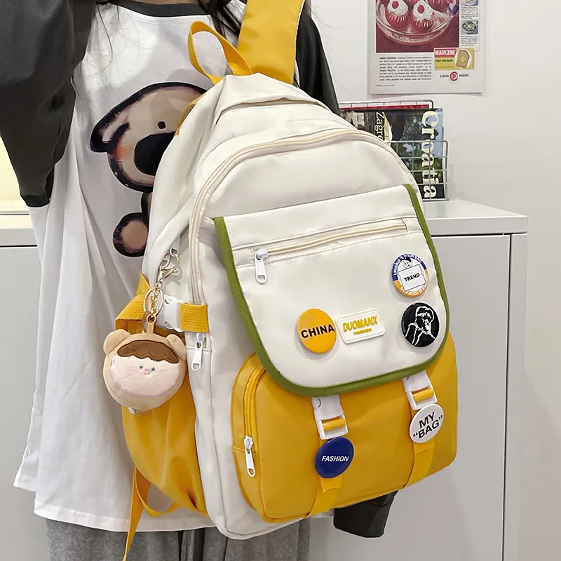 URBAN FOREST Nylon Backpack Regular Unisex Black/Yellow/Khaki/Blue/Brown-3