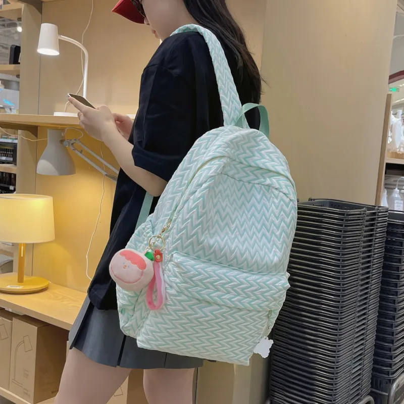 URBAN FOREST Nylon Backpack Unisex Yellow/Light Green/Light Blue/Pink/Silver-9