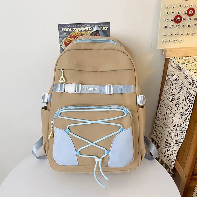 URBAN FOREST Nylon Backpack Unisex White/Violet/Ginger Yellow/Emerald Green-10