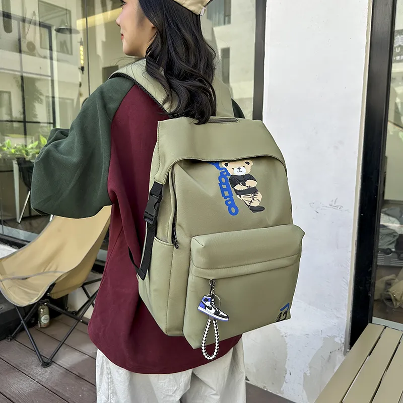 URBAN FOREST Nylon Backpack Unisex Army Green/Dark Blue/Gray/Yellow/Black-2