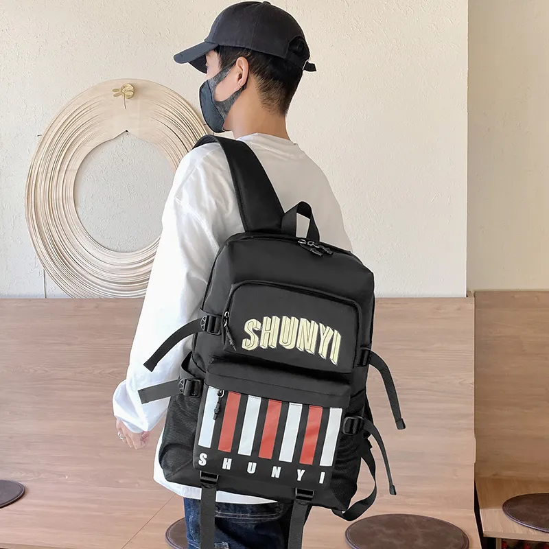 URBAN FOREST Composite Cloth Backpack Unisex Royal Blue/Beige Yellow/Gray/Black-15