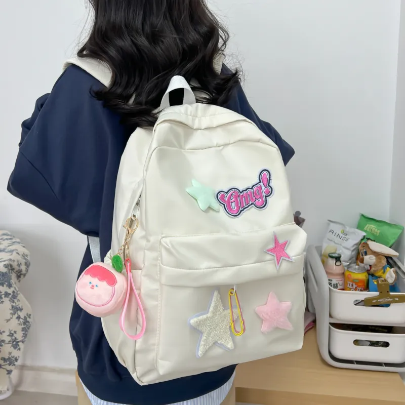 URBAN FOREST Nylon Backpack Regular Women's White/Black/Pink/Yellow/Green-3