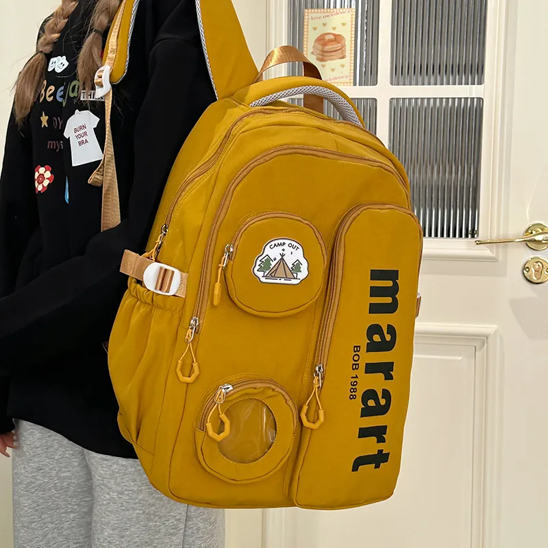 URBAN FOREST Nylon Backpack Regular Unisex Ecru/Light Gray/Black/Yellow/Pink-12