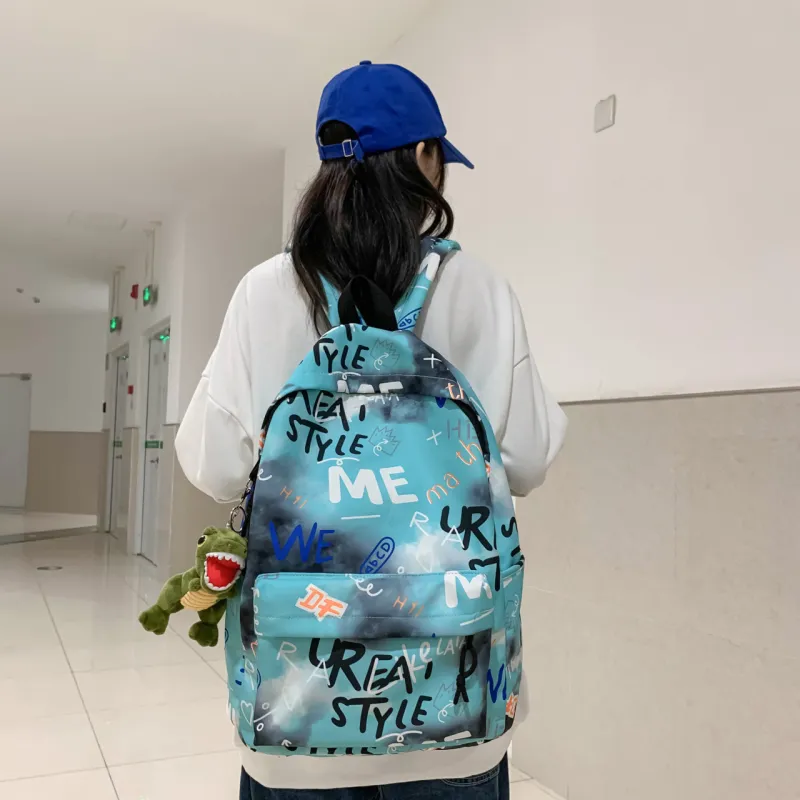 URBAN FOREST Nylon Backpack Unisex Blue/Green/Gray/White-7