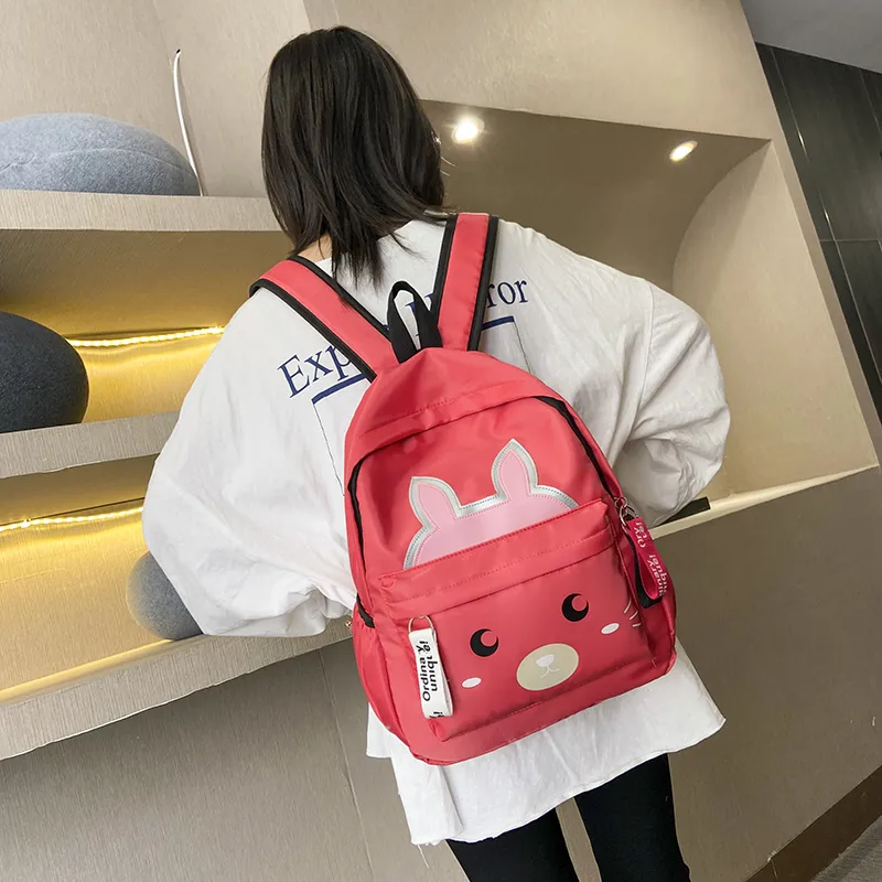 URBAN FOREST Nylon Backpack Regular Unisex Black/Pink/Watermelon Red/Green-13