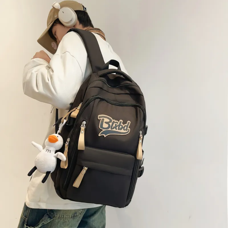 URBAN FOREST Nylon Backpack Regular Unisex White/Black/Red/Khaki-7