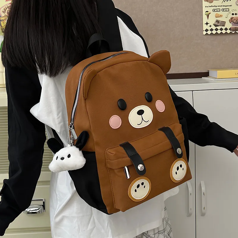 URBAN FOREST Nylon Backpack Women's White/Black/Brown-17