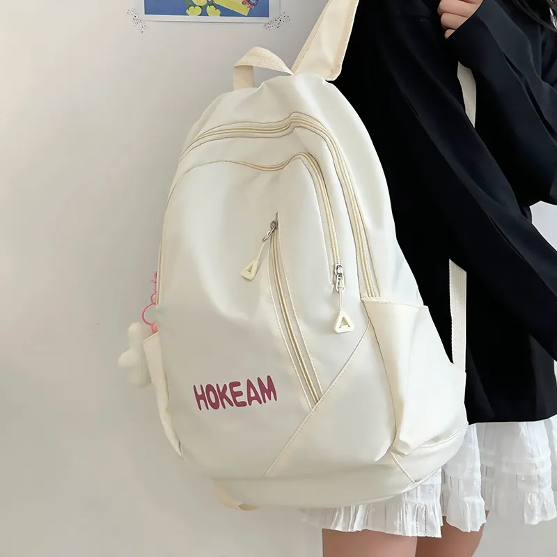 URBAN FOREST Nylon Backpack Unisex Light Green/Pink/Yellow/Black/White-27