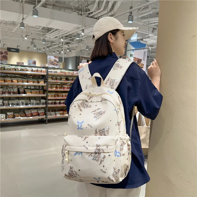 URBAN FOREST Nylon Backpack Unisex White/Color/Black Purple/Green/Lazy/Cover-3