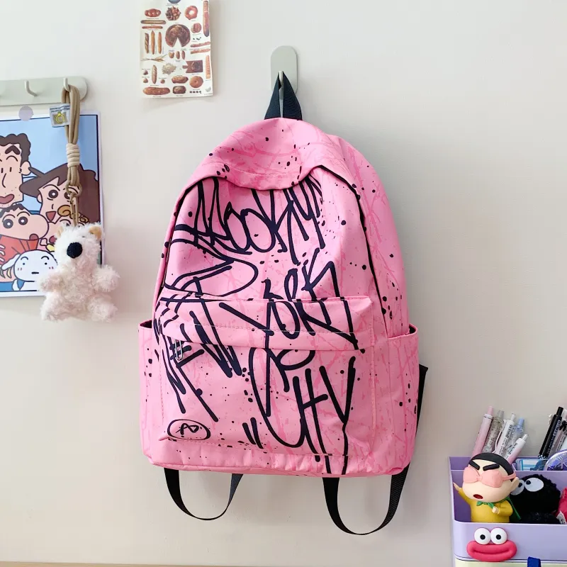 URBAN FOREST Nylon Backpack Unisex Blue/Gray/Pink-19